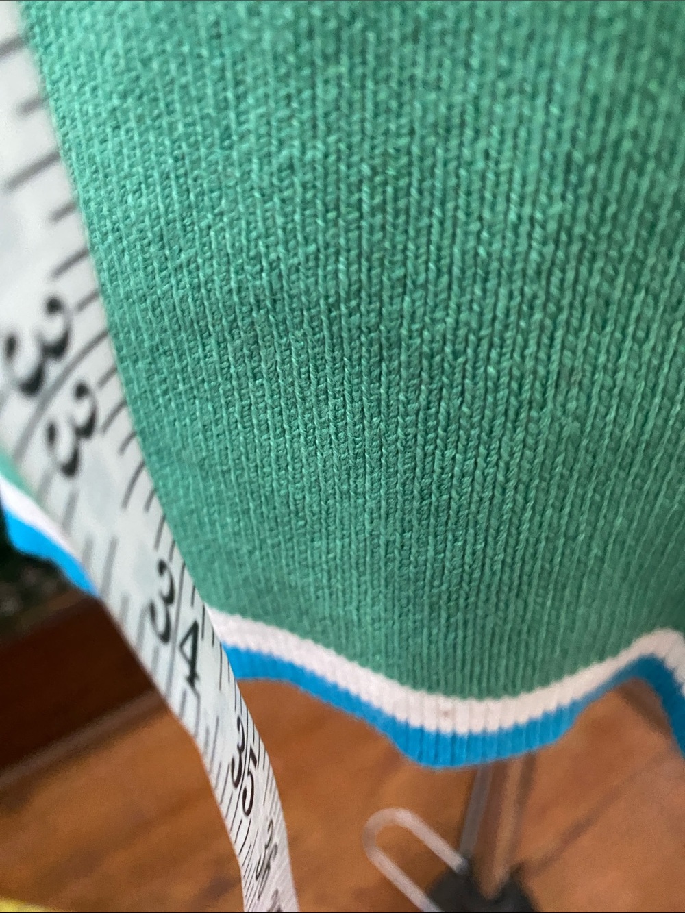 Free People Green Knit Tank Dress with Blue and White Trim - Picture 5 of 9